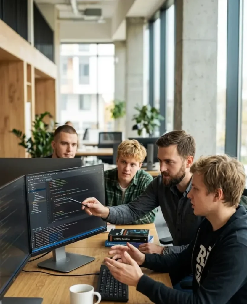 Developers talking about the code